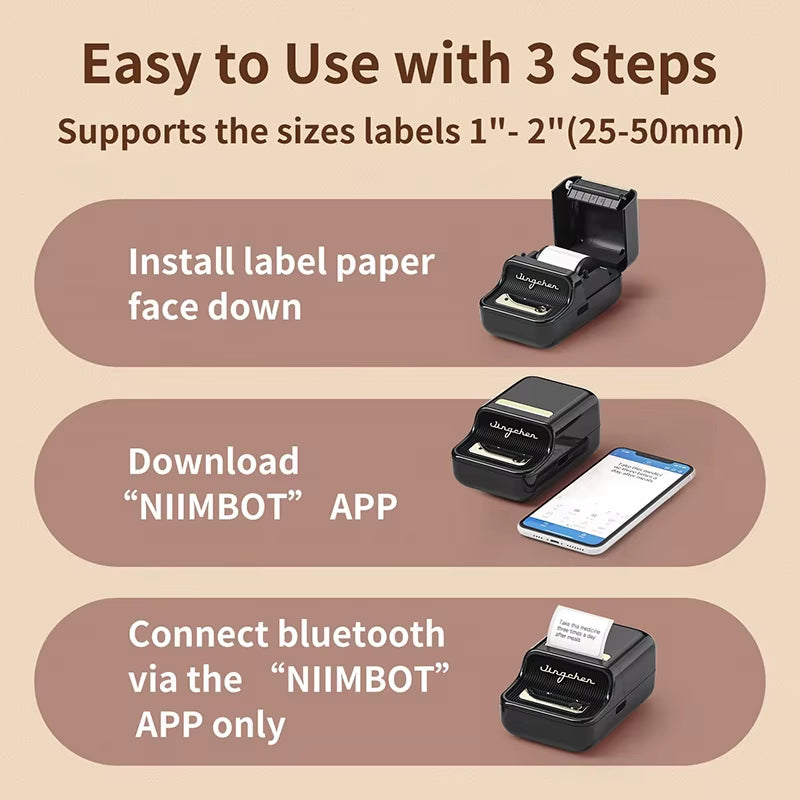 B21 Wireless Thermal Label Printer Mini Portable Barcode Label Maker Moble Phone Price Tag Sticker Machine 20Mm - 50Mm