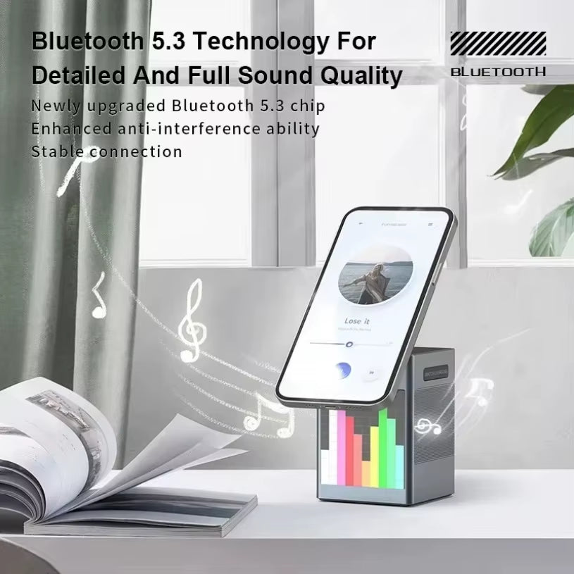 With Bluetooth Speaker Alarm Clock 6 in 1 Magnetic Multi-Function Wireless Charger for Iphone 16 15 Pro Max for Airpods Iwatch