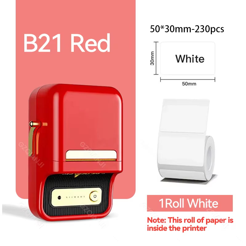 B21 Wireless Thermal Label Printer Mini Portable Barcode Label Maker Moble Phone Price Tag Sticker Machine 20Mm - 50Mm