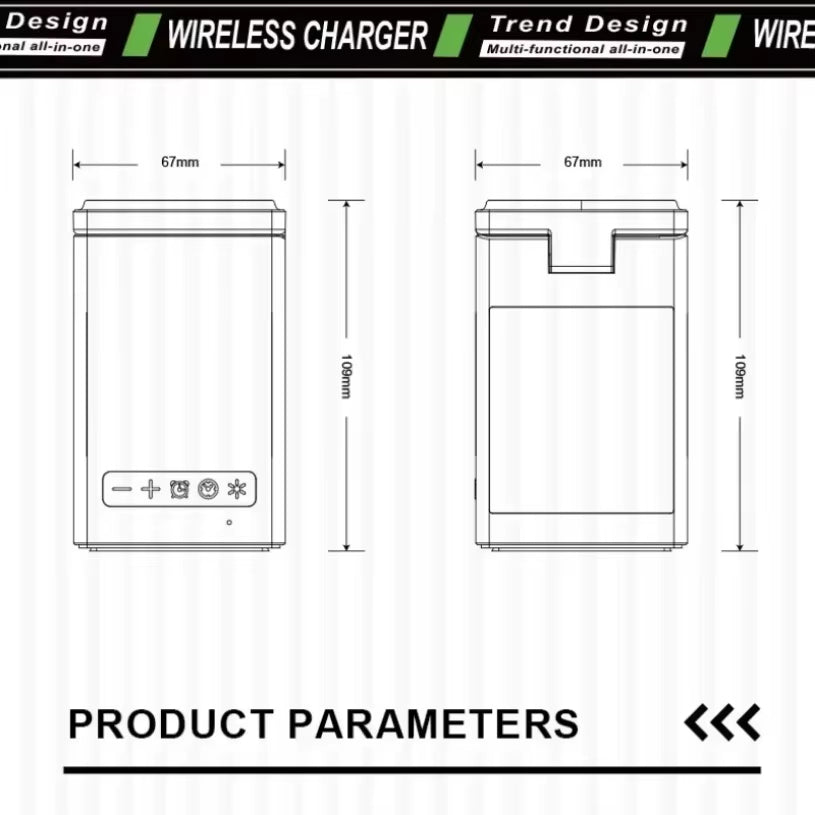 With Bluetooth Speaker Alarm Clock 6 in 1 Magnetic Multi-Function Wireless Charger for Iphone 16 15 Pro Max for Airpods Iwatch