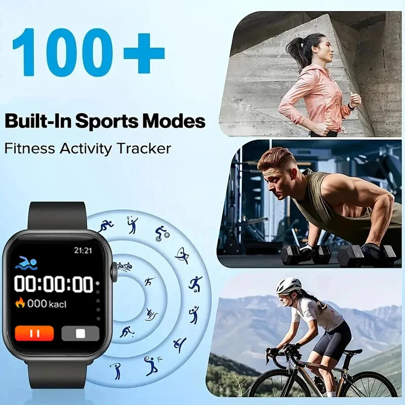 New Smart Watch 1.73 Inch Color Screen Full Touch Custom Dial Bluetooth Call Men Women Smart Watch Android IOS