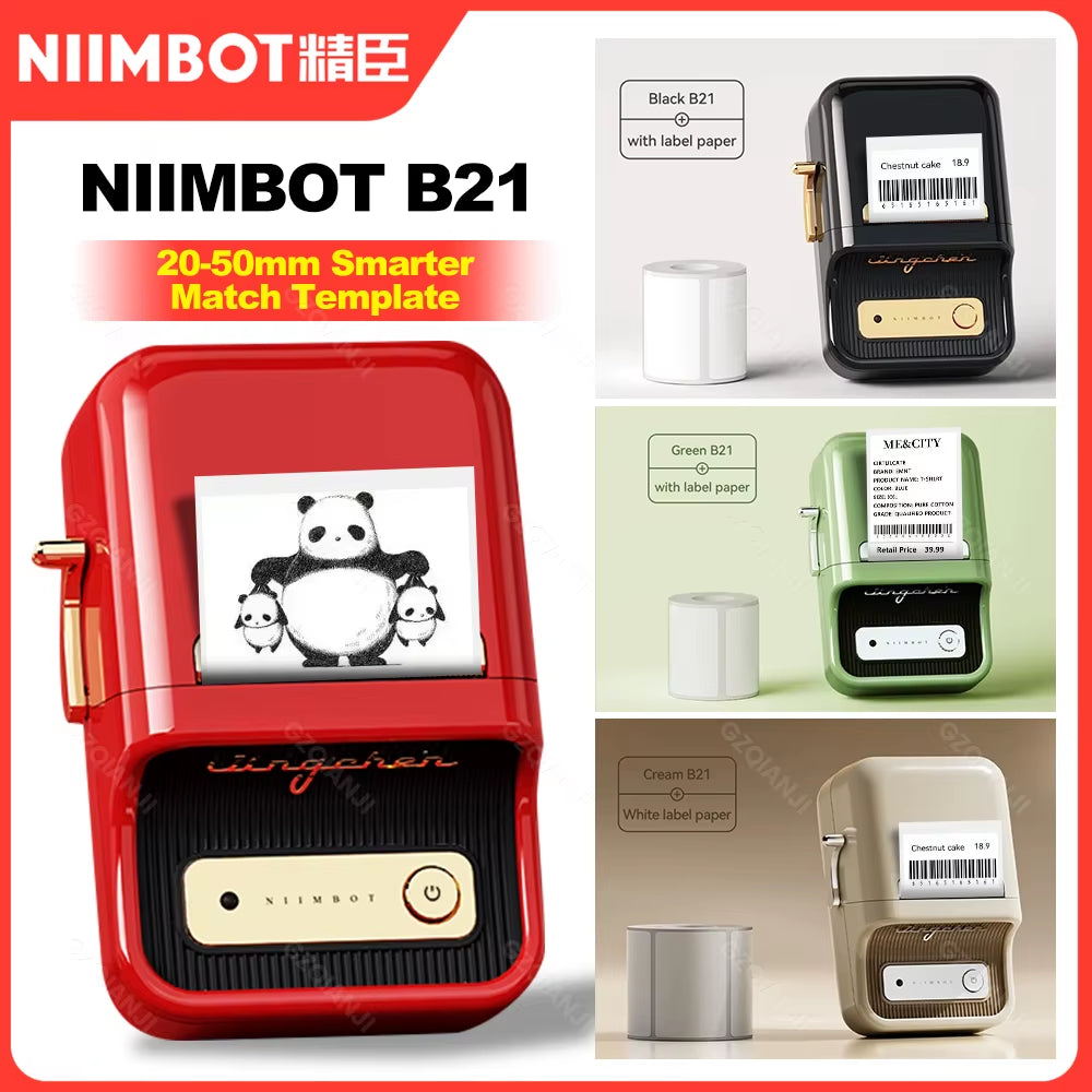 B21 Wireless Thermal Label Printer Mini Portable Barcode Label Maker Moble Phone Price Tag Sticker Machine 20Mm - 50Mm